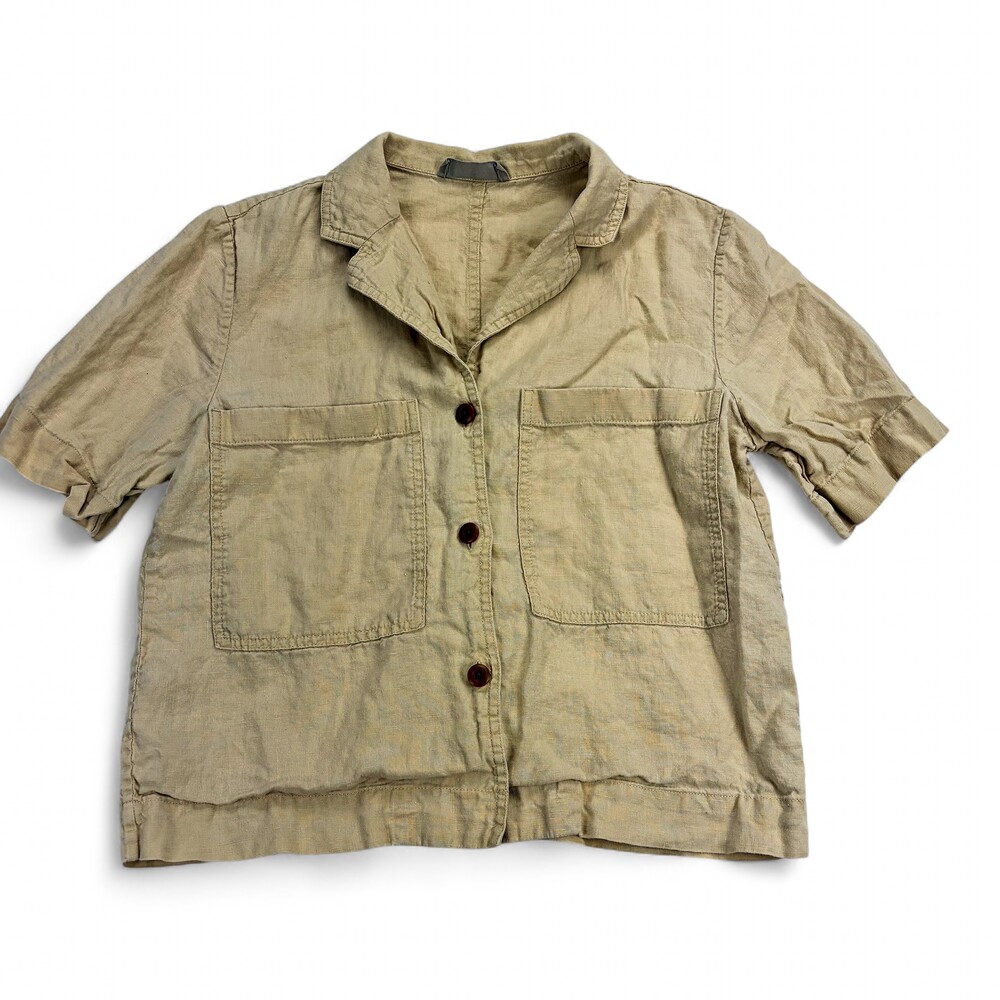 Everlane Beige Short-Sleeve Button-Down Shirt